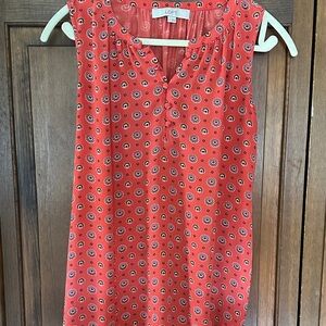 LOFT Red Patterned Sleeveless Blouse